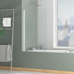 Pare baignoire Rabattable 70x120cm - Profilé Blanc Mat - Verre Trempé 4mm - ELEMENTARY