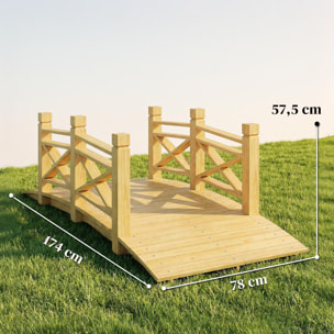 Pont de jardin - pont de bassin - passerelle en bois - L.174cm - bois pré-huilé