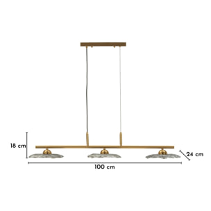 LAMPADARIO EMILY 3 LUCI VETRO GRIGIO CM 100X24X18