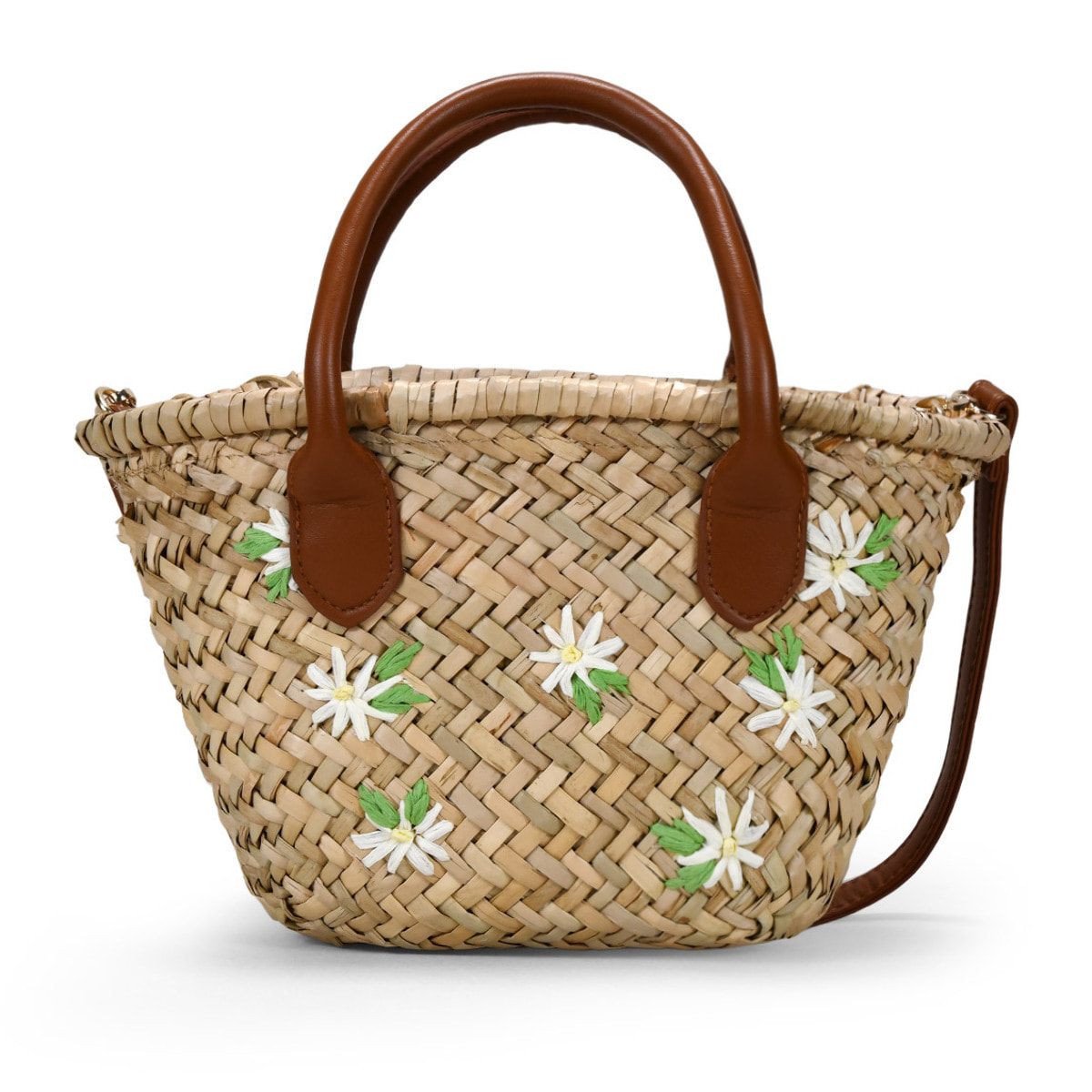 Capazo pequeño doble asa con flores