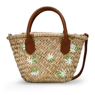 Capazo pequeño doble asa con flores