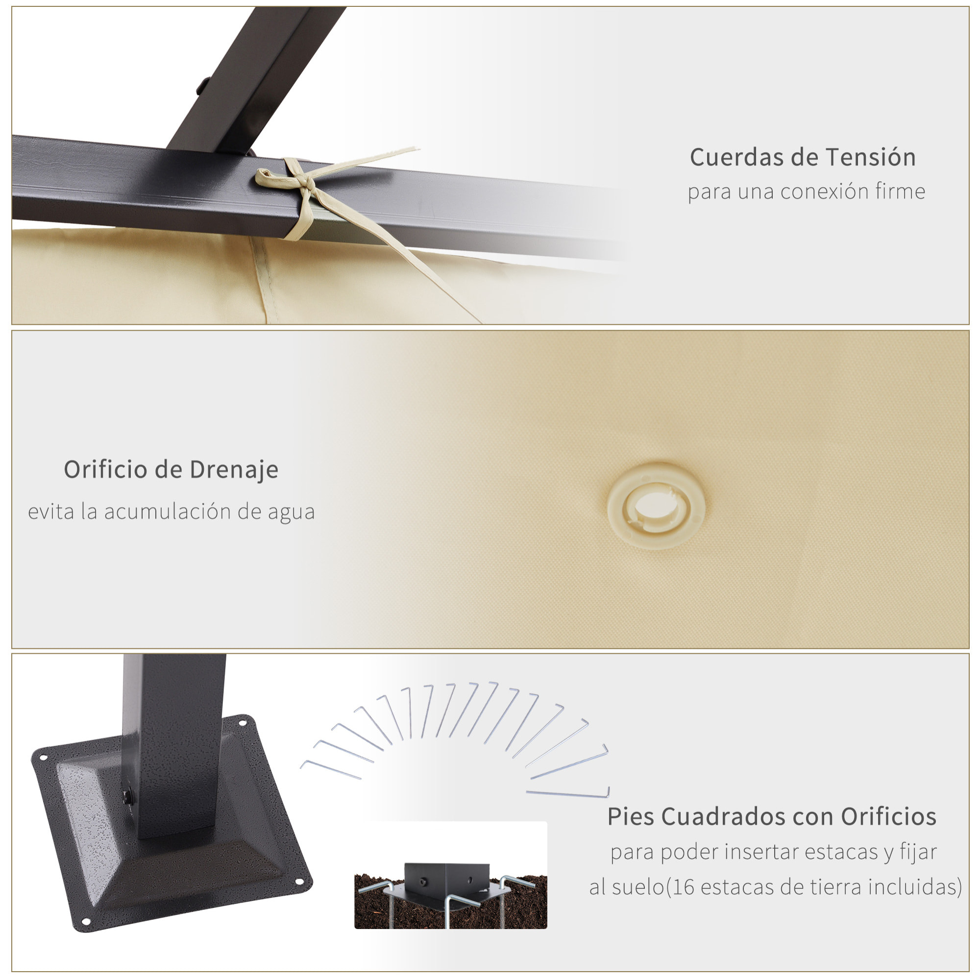 Pá©rgola de Metal 3x3m Gazebo Cenador para Jardín Patio con Techo Retrá¡ctil