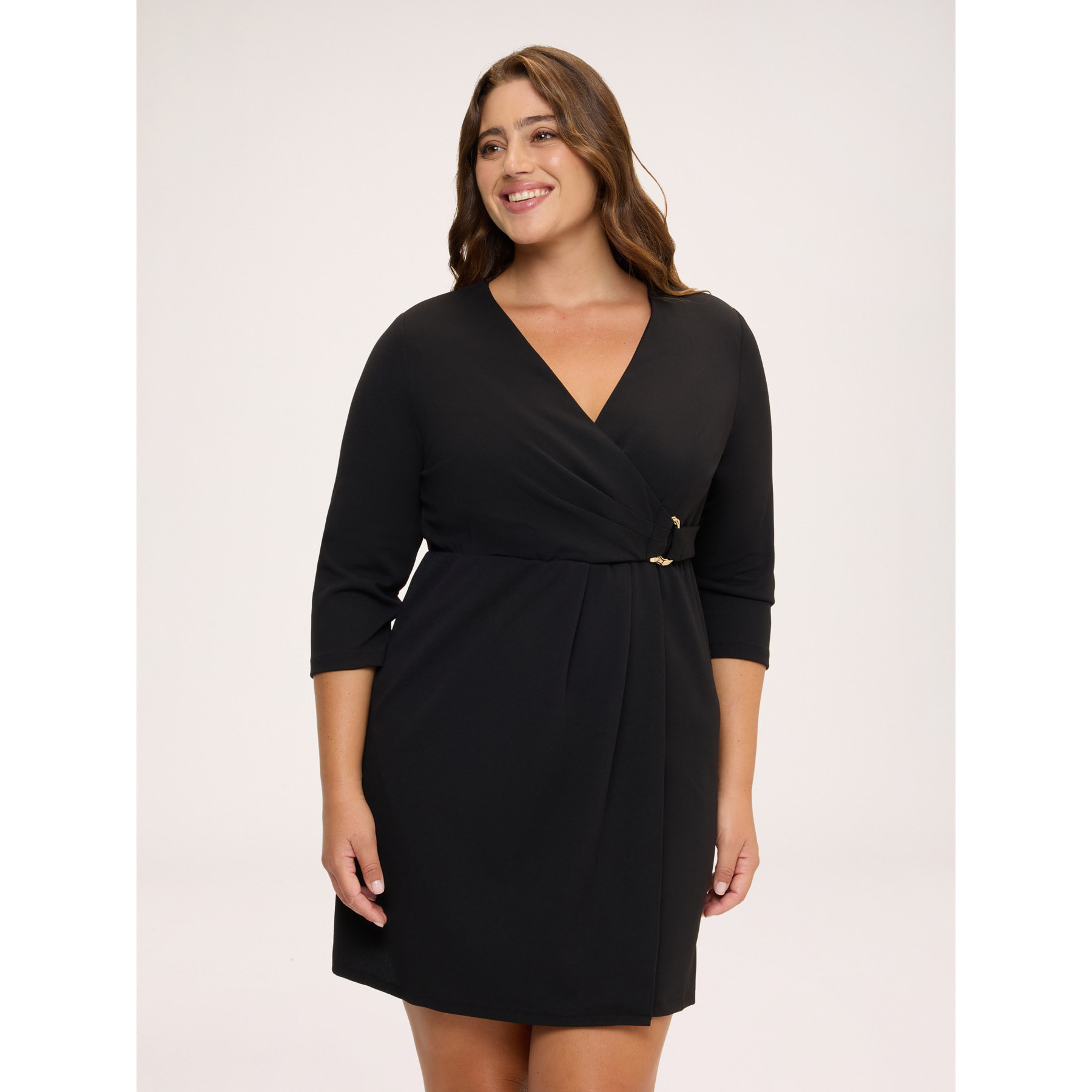 Fiorella Rubino - Vestito wrap dress con fibbia - Nero