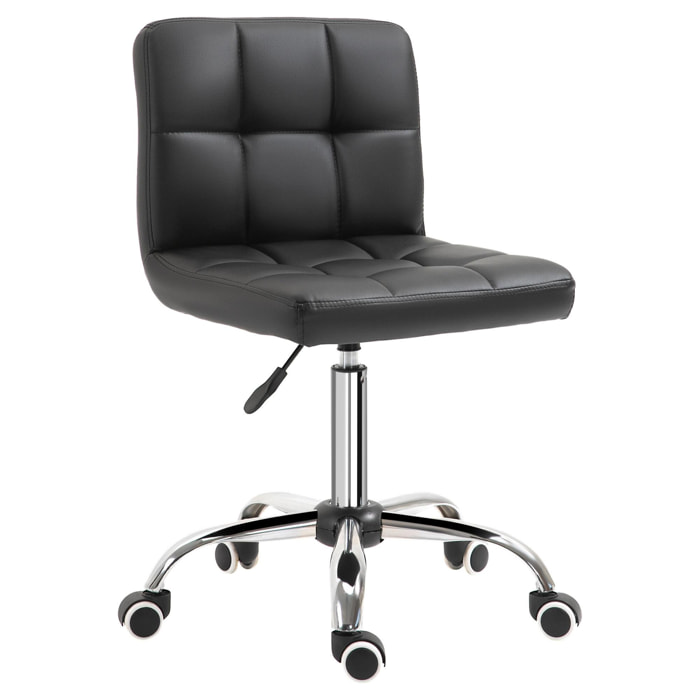 Vinsetto Chaise de bureau capitonnée hauteur réglable pivotant 360° piètement chromé revêtement synthétique noir