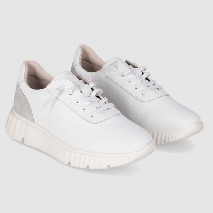 Zapatos de Piel - Blanco - Tacón: Bajo