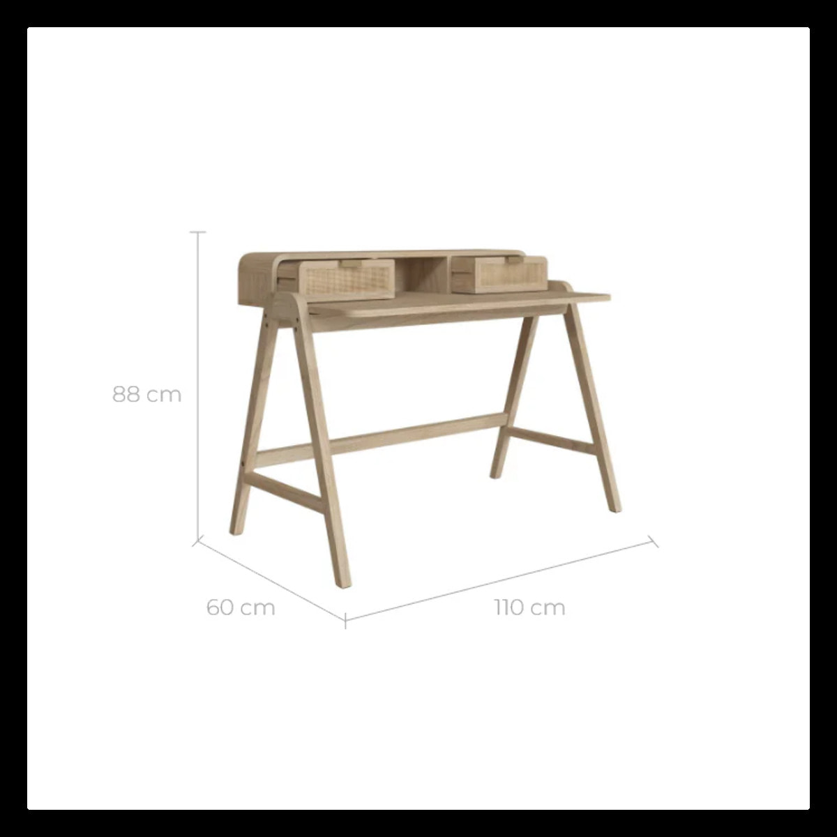 Bureau en bois de mindi et cannage - Khao