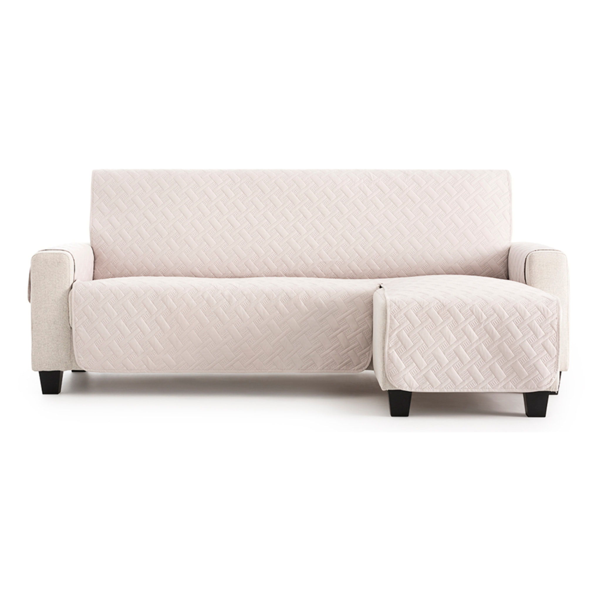 Cubre sofá para Chaise Longue DRY acolchado y antimanchas marfil (brazo derecho)
