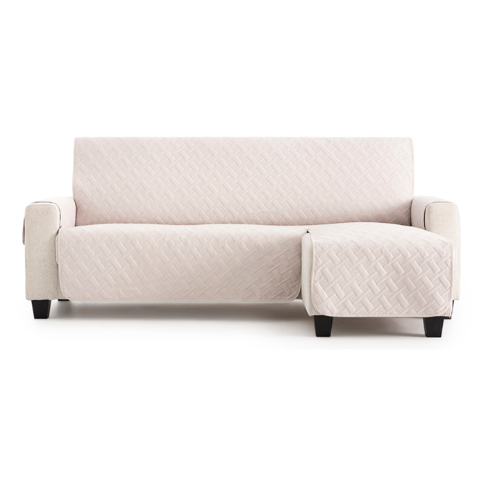Cubre sofá para Chaise Longue DRY acolchado y antimanchas marfil (brazo derecho)