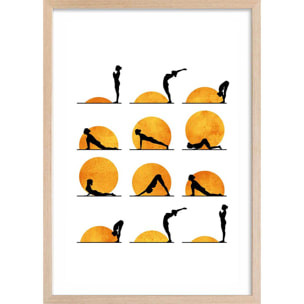 Affiche graphique Yoga sun Affiche + cadre en bois - Chêne