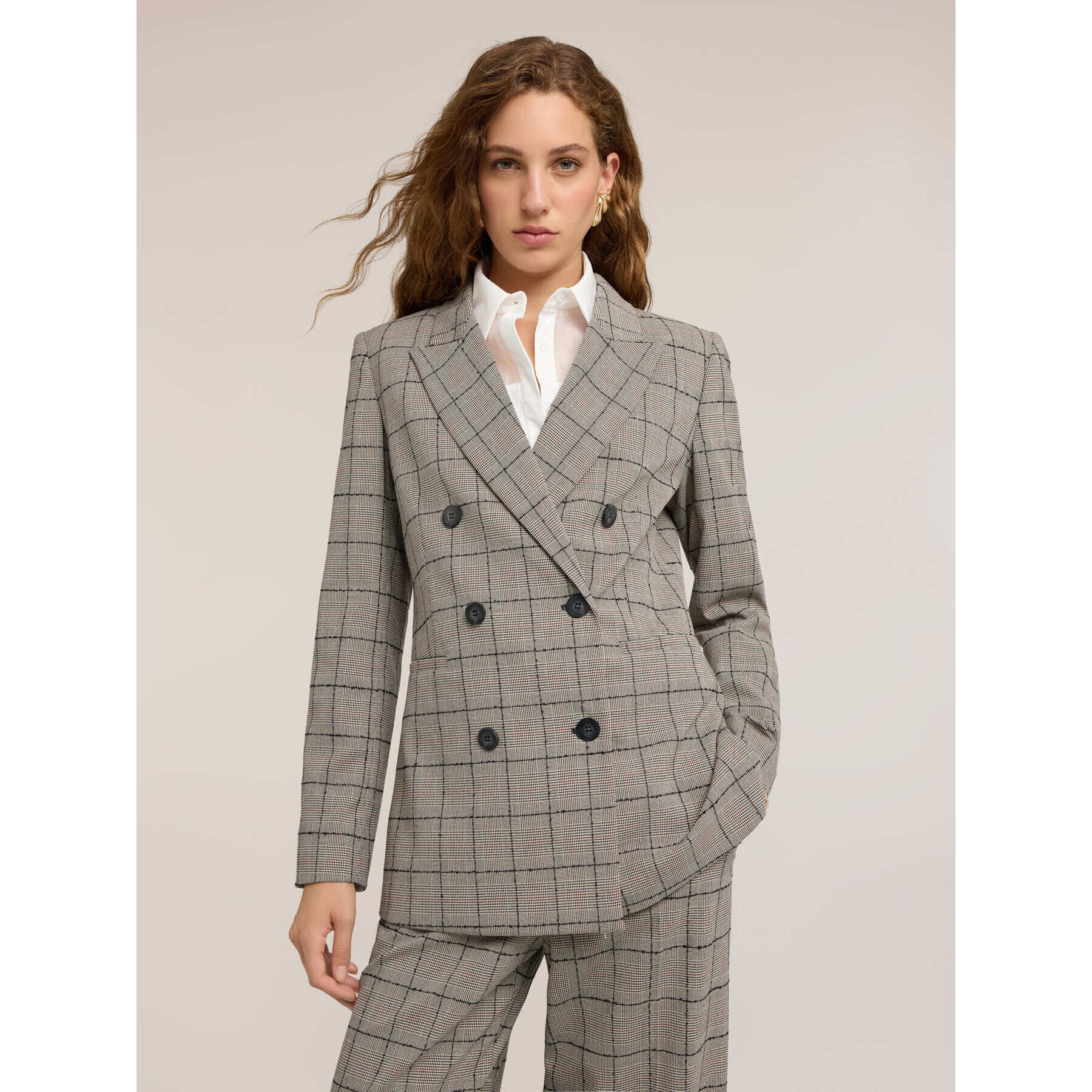 Motivi - Blazer strutturato fantasia Principe di Galles - Grigio
