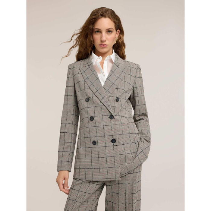 Motivi - Blazer strutturato fantasia Principe di Galles - Grigio