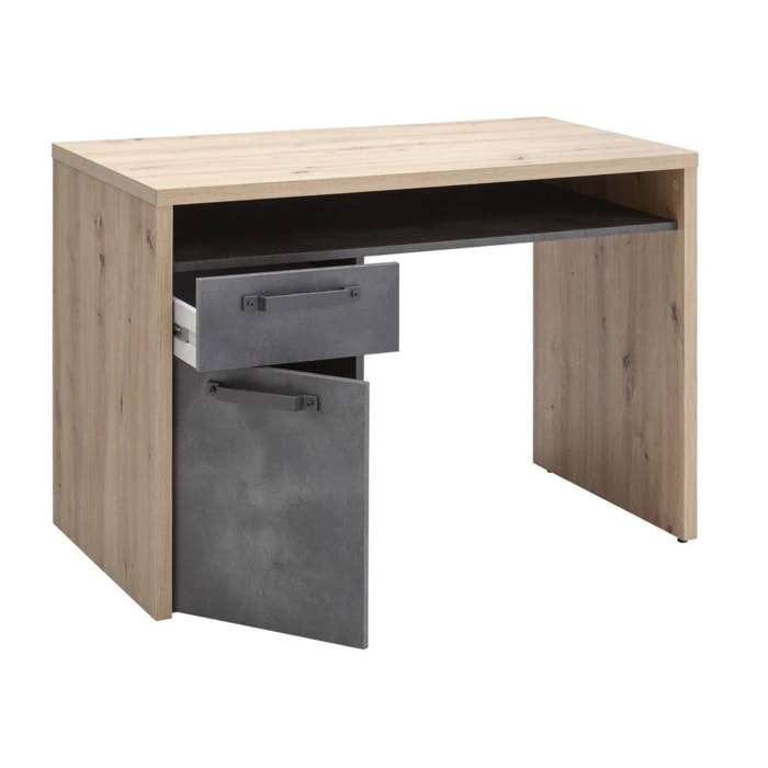 Scrivania in stile industriale per ufficio e studio, 110 x 60 x 76, Rovere