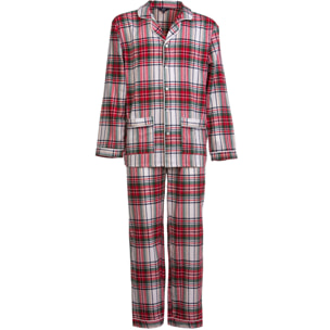 PIGIAMA DONNA flanella invernale quadro bianco e rosso