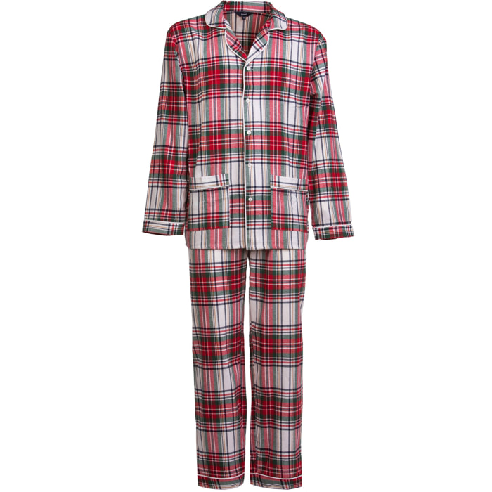 PIGIAMA DONNA flanella invernale quadro bianco e rosso