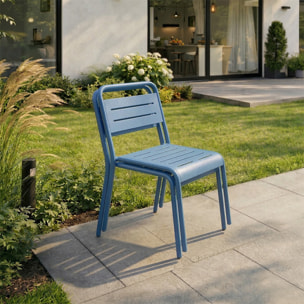 EVORA Ensemble de 2 chaises de jardin empilables bleues