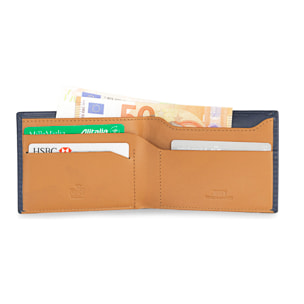 Cartera Hombre Piel Jaslen Lyon Azul Marino-Camel