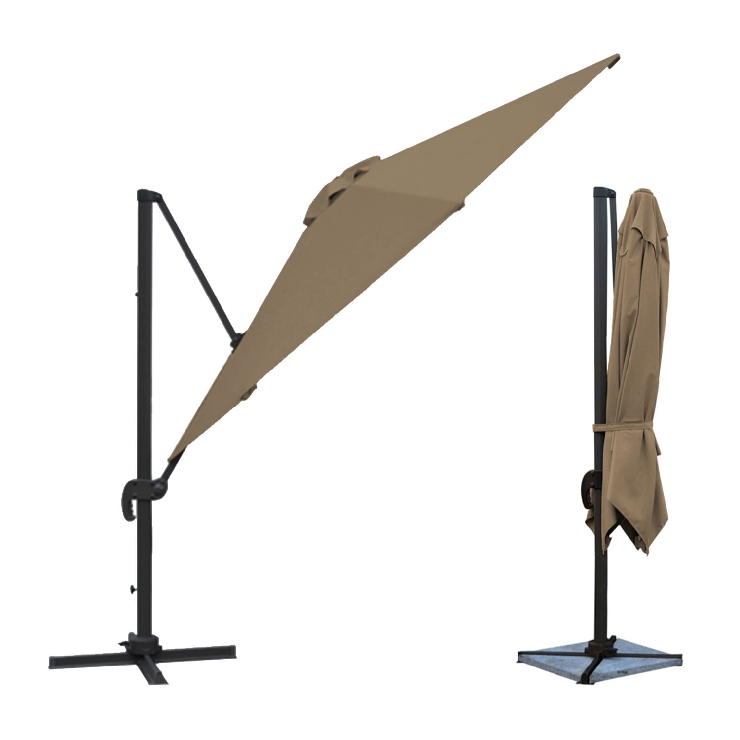 Parasol déporté MOLOKAI rectangulaire avec housse - Taupe