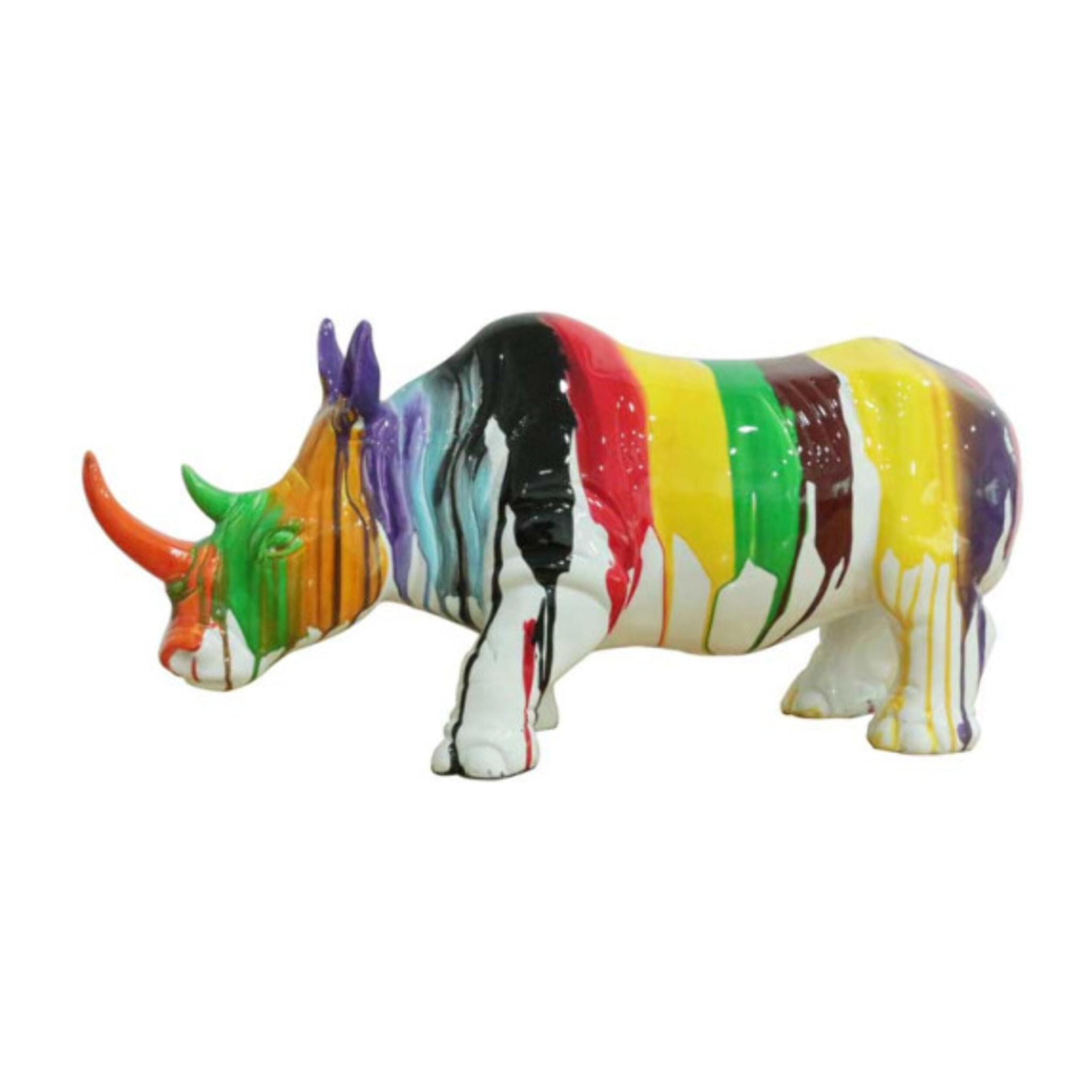 Statuette rhinocéros multicolore en résine H24cm - RHINO POP 2