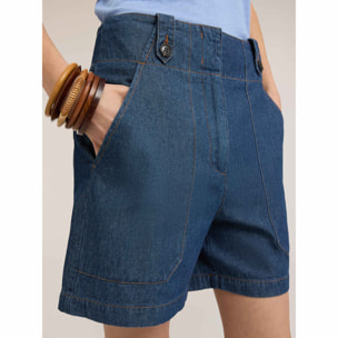 Motivi - Shorts a vita alta in denim - Blu