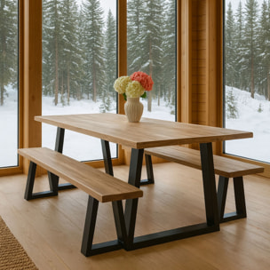 Table en bois d'acacia et pieds en métal noir 235cm HERA