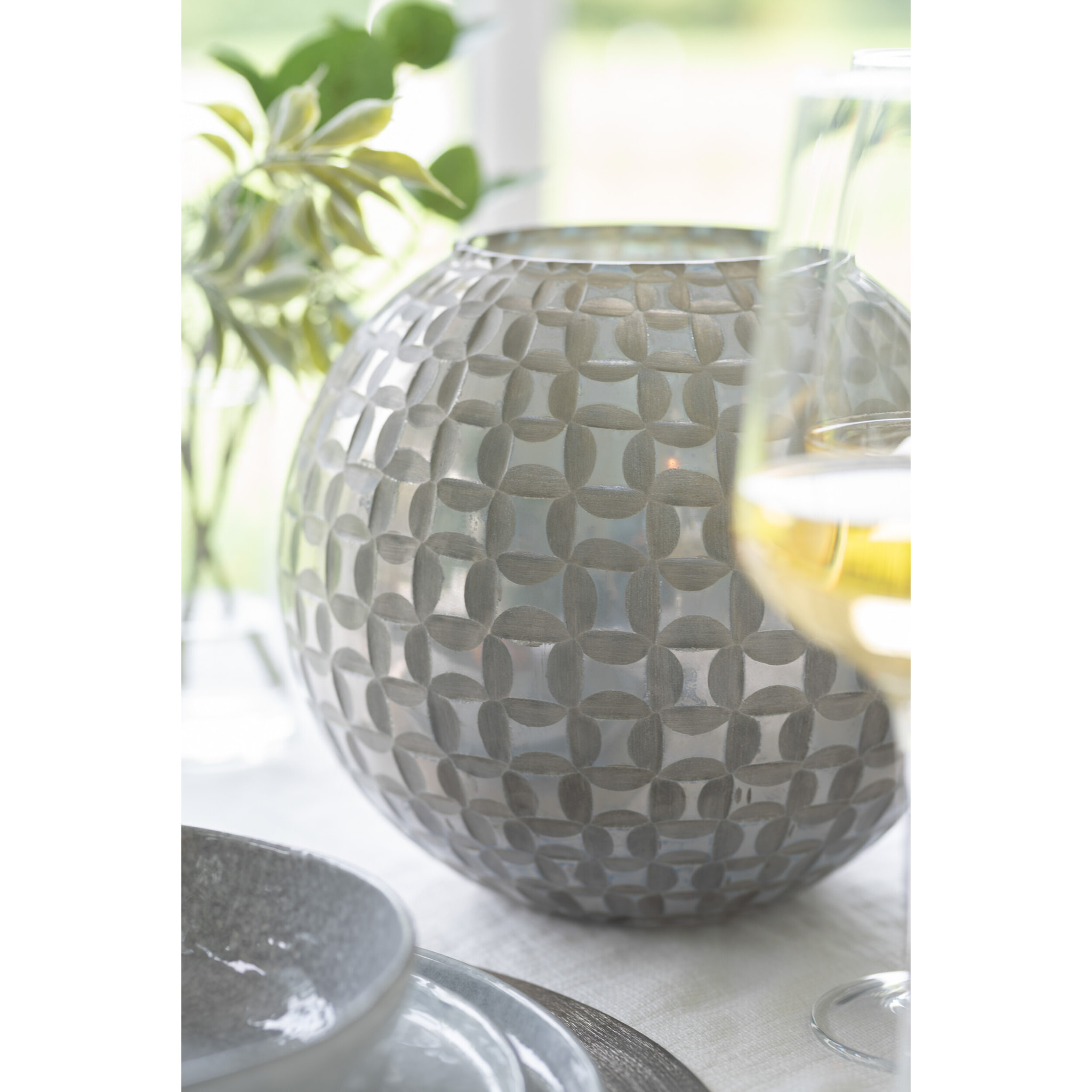 J-Line bougeoir Alara - verre - gris - large