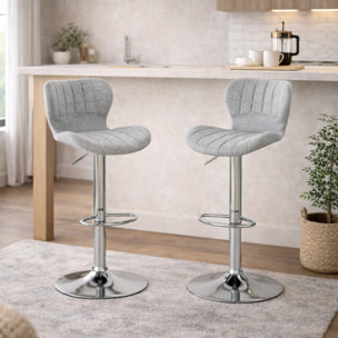Lot de 2 tabourets de bar – Hauteur réglable – Pivotants 360°