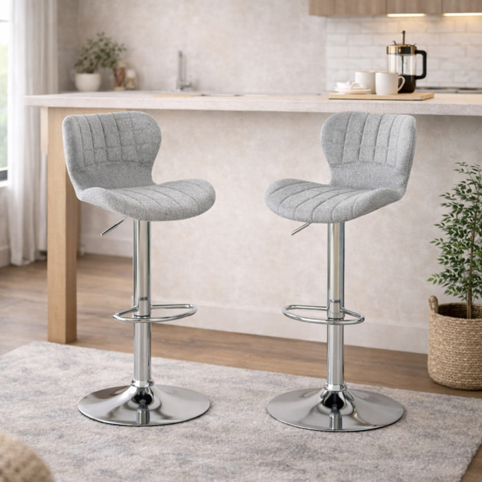 Lot de 2 tabourets de bar – Hauteur réglable – Pivotants 360°