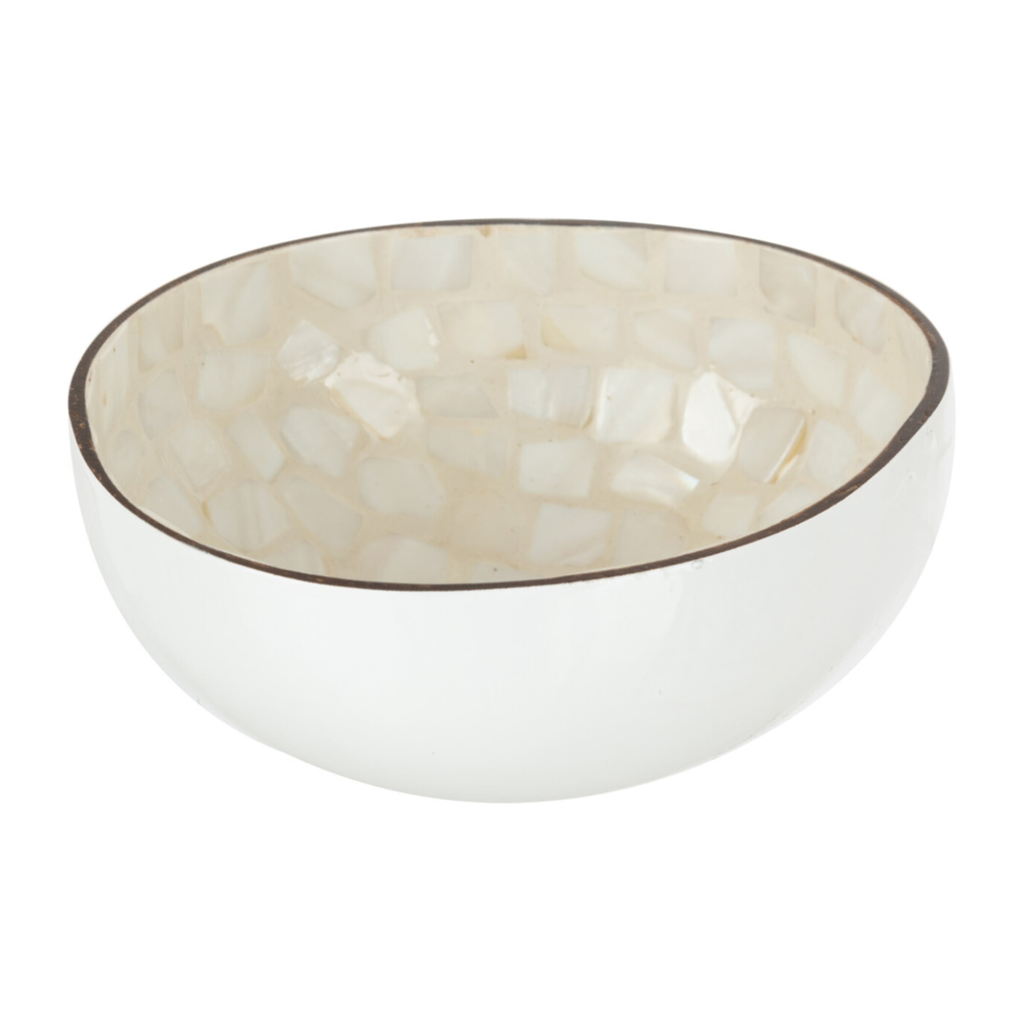 J-Line bol Demi Noix De Coco Boule Nuye - bambou - blanc