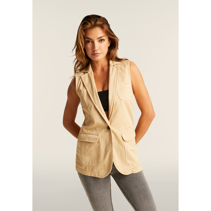 Gilet doppio petto da donna in gabardine