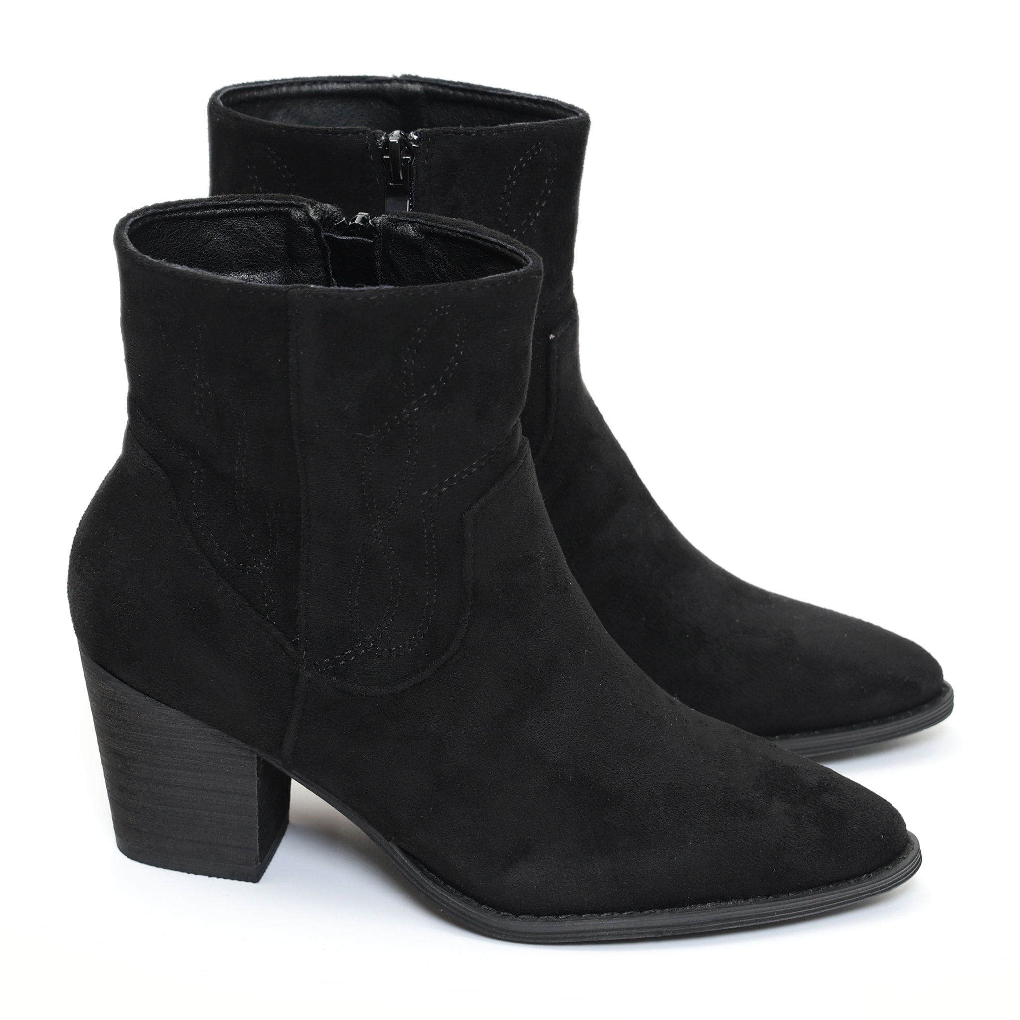 Stivaletti texani in simil pelle scamosciata con ricamo