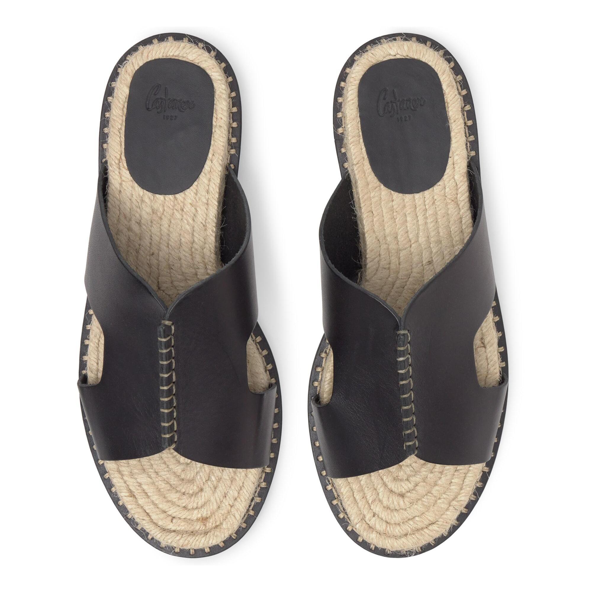 Sandalia plana Piti en napa con suela de yute y tpu