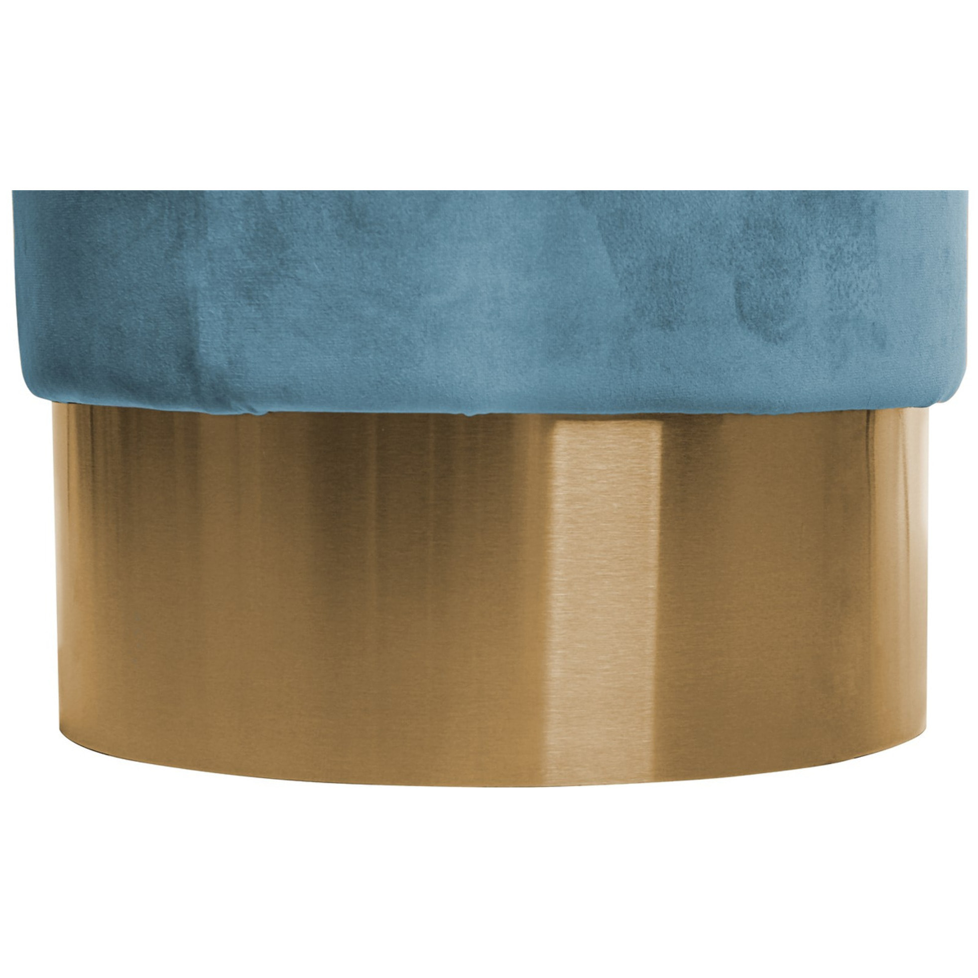 Pouf Rotondo Aspen in Velluto Petrolio e Base Dorata