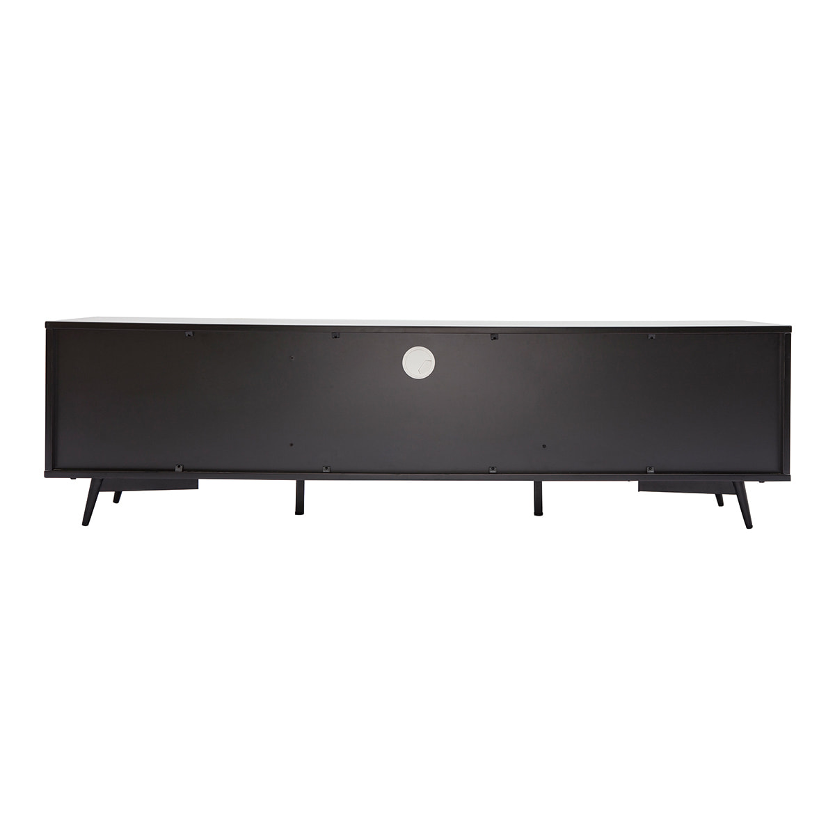 Meuble TV bois foncé noyer, noir mat et métal noir 2 portes 1 tiroir L160 cm MERMOZ