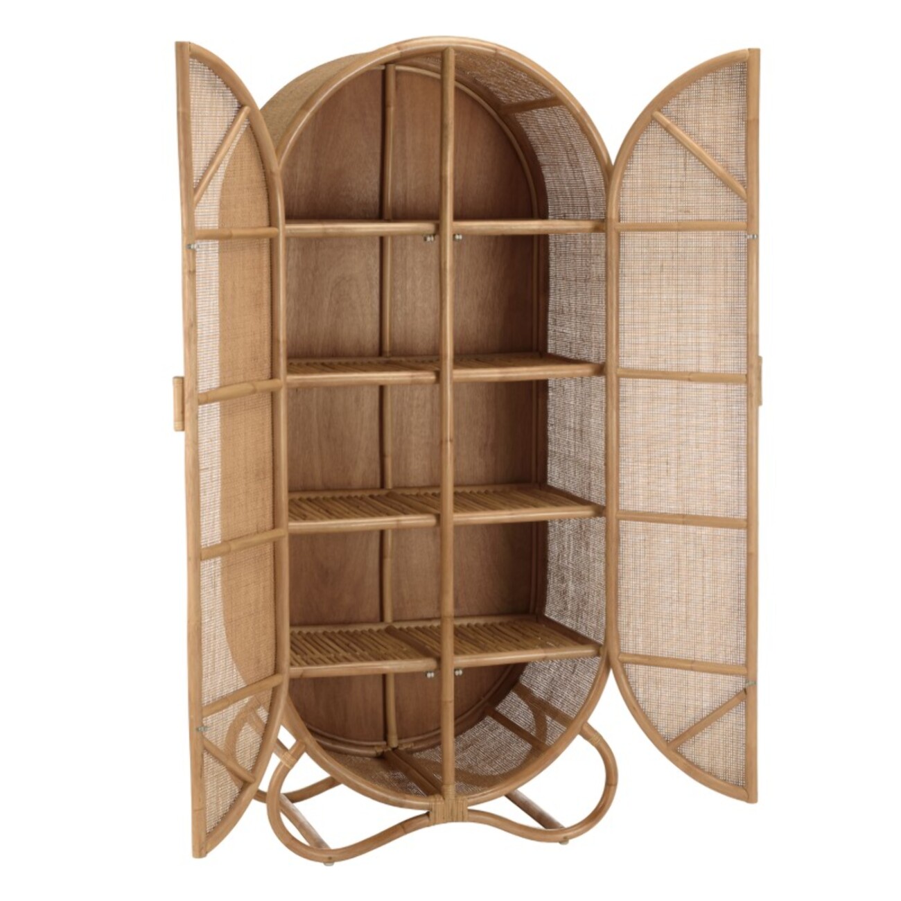 KALLY - Armoire en rotin 2 portes en cannage couleur brun miel