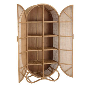 KALLY - Armoire en rotin 2 portes en cannage couleur brun miel