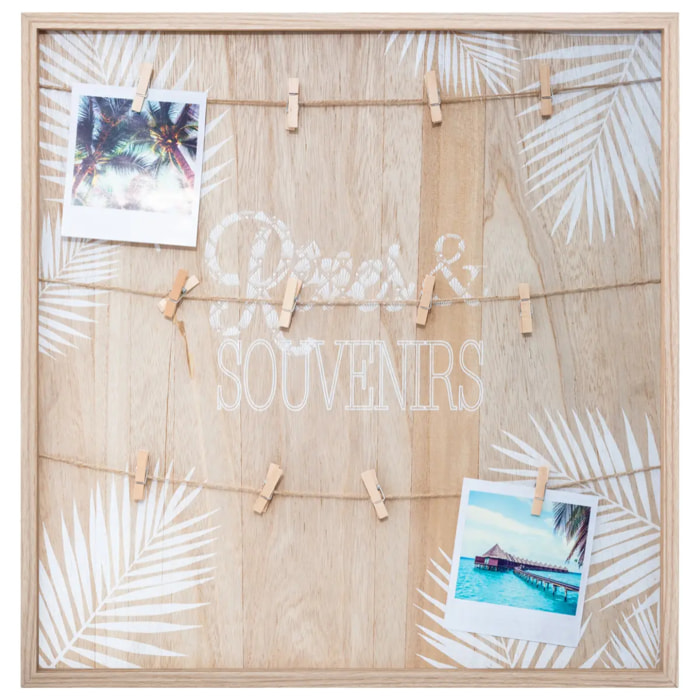 Porte-photos "Telma" en bois et corde 48x48cm