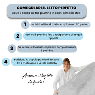 PARURE COPRIPIUMINO NATURAL COLOR PIAZZA E MEZZA - 100% COTONE MADE IN ITALY