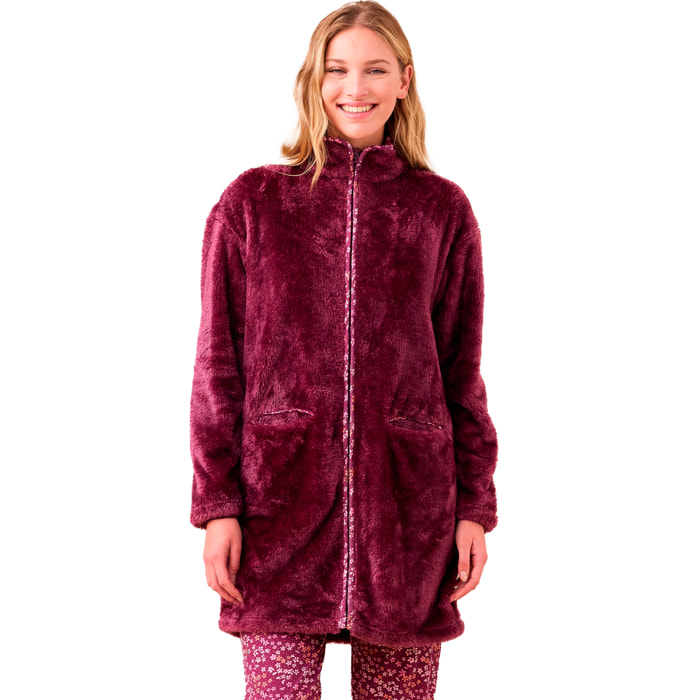 Vestaglia donna invernale in eco pelliccia articolo fiori. Noidinotte