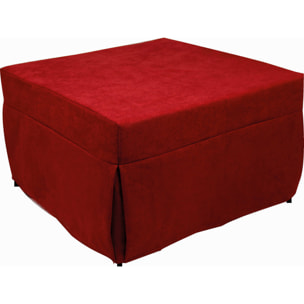 Puof trasformabile in letto singolo, Made in Italy, Letto pieghevole, Pouf in tessuto sfoderabile salvaspazio da soggiorno, cm 78x78/195h45, Rosso