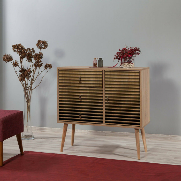 Cassettiera Ailanto, Settimino multiuso, Comò camera da letto, Mobile con cassetti, 90x40h90 cm, Quercia
