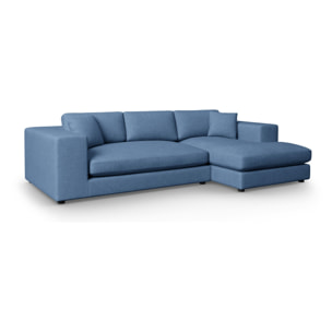 Canapé d'angle droit "Tendance" 5 places en tissu structurel bleu foncé