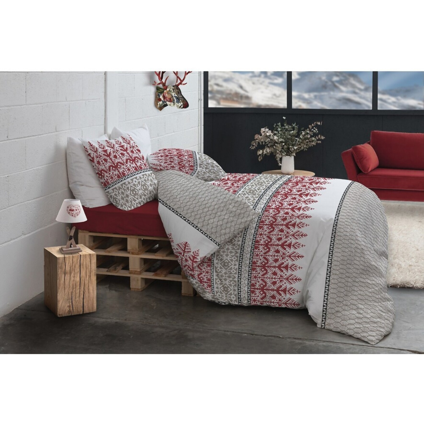 Parure Housse De Couette 3pcs avec Taies oreiller 100% coton 57fils Halti