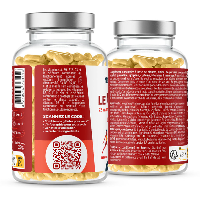 Nutri&Co Multivitamines et Minéraux 25 Nutriments pour l'Immunité - 90 gélules