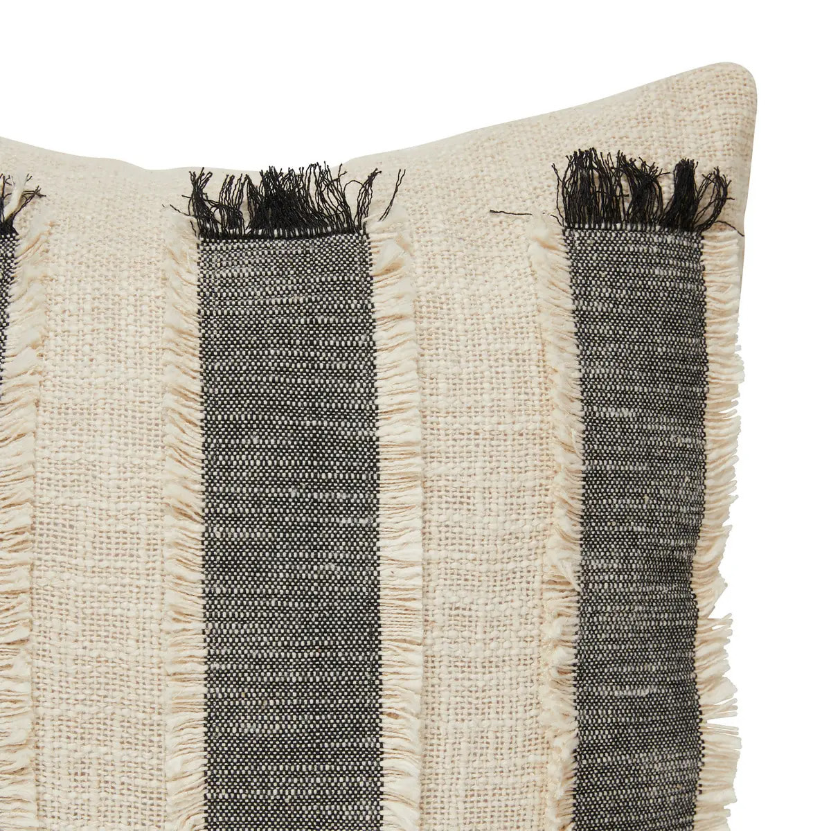 Coussin à franges "Malakite" noir & blanc 50x50cm