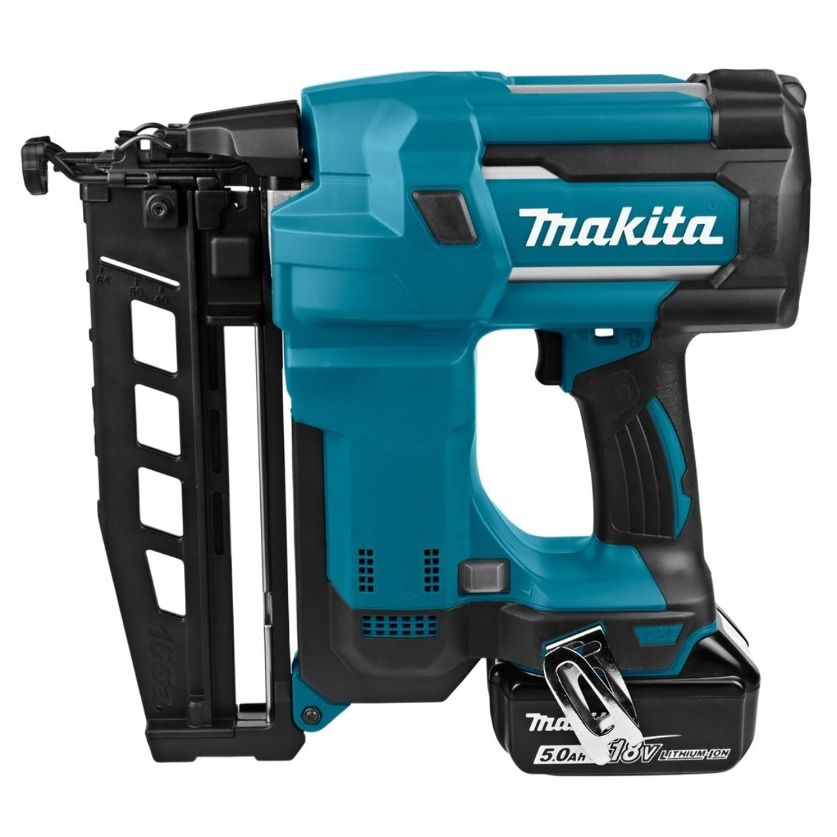 Clavadora inalámbrica 18V LXT 16 Ga 25 - 64 mm - MAKITA - con 2 baterías 18v 5.0Ah - cargador - MakPac - DBN600RTJ