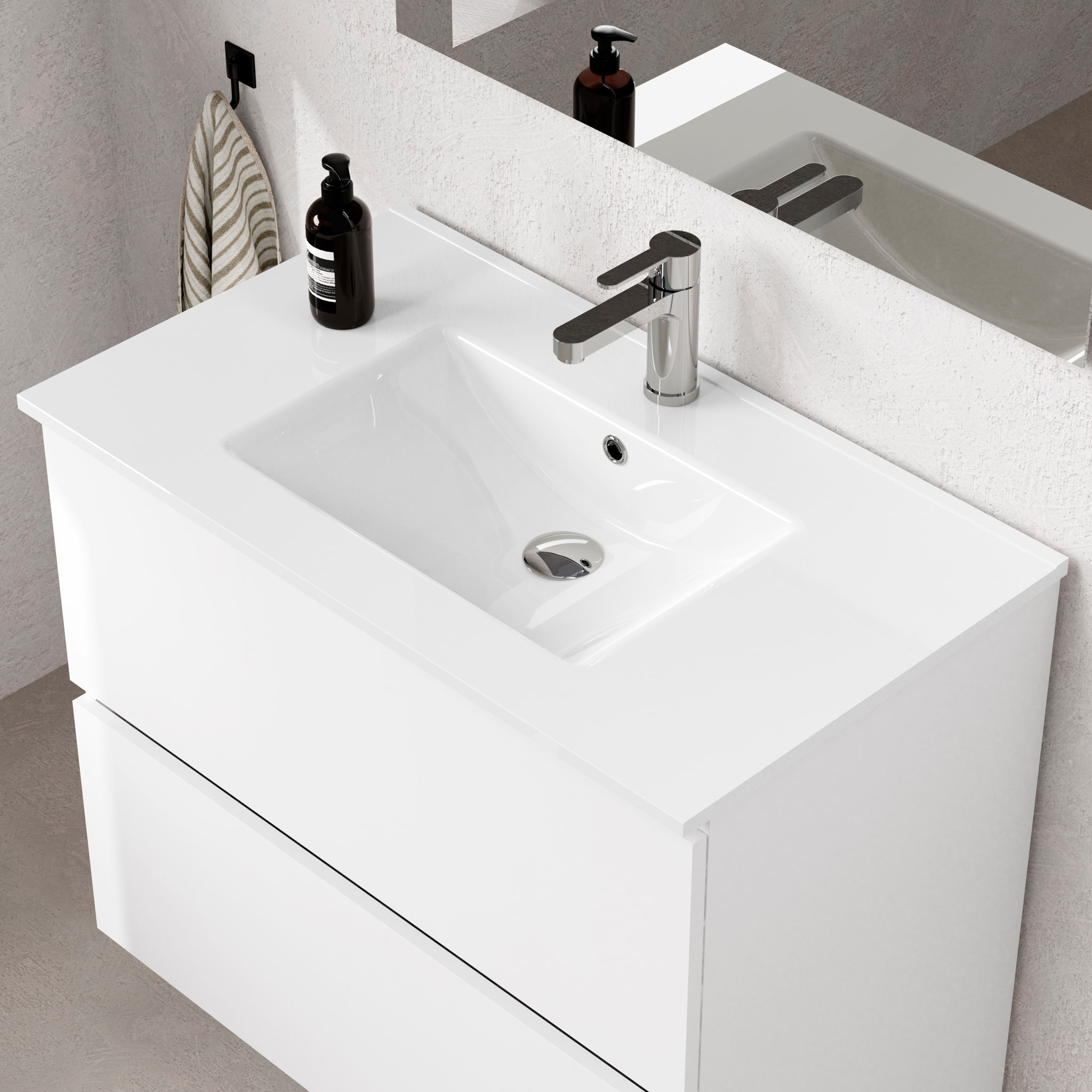 Conjunto mueble de baño SEA Alday, 80cm, Blanco Mate