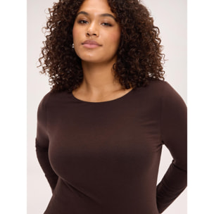 Fiorella Rubino - Maglia second skin in misto cashmere - Marrone