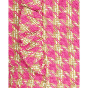 Vestido pata de gallo fucsia y camel