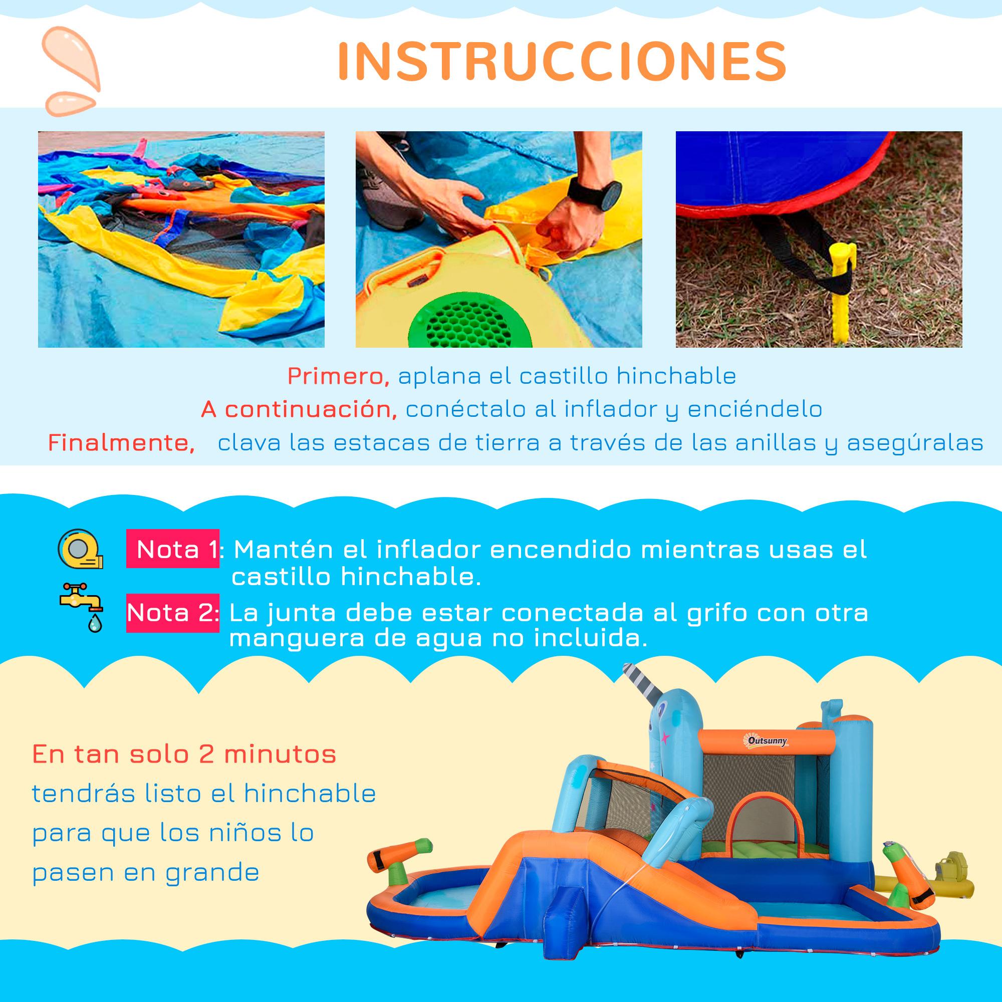 Castillo Hinchable para Niños de 3-8 Años con Tobogán Trampolín Piscina Castillo de Rebote con Inflador y Bolsa de Transporte para Exterior 420x370x230 cm Multicolor