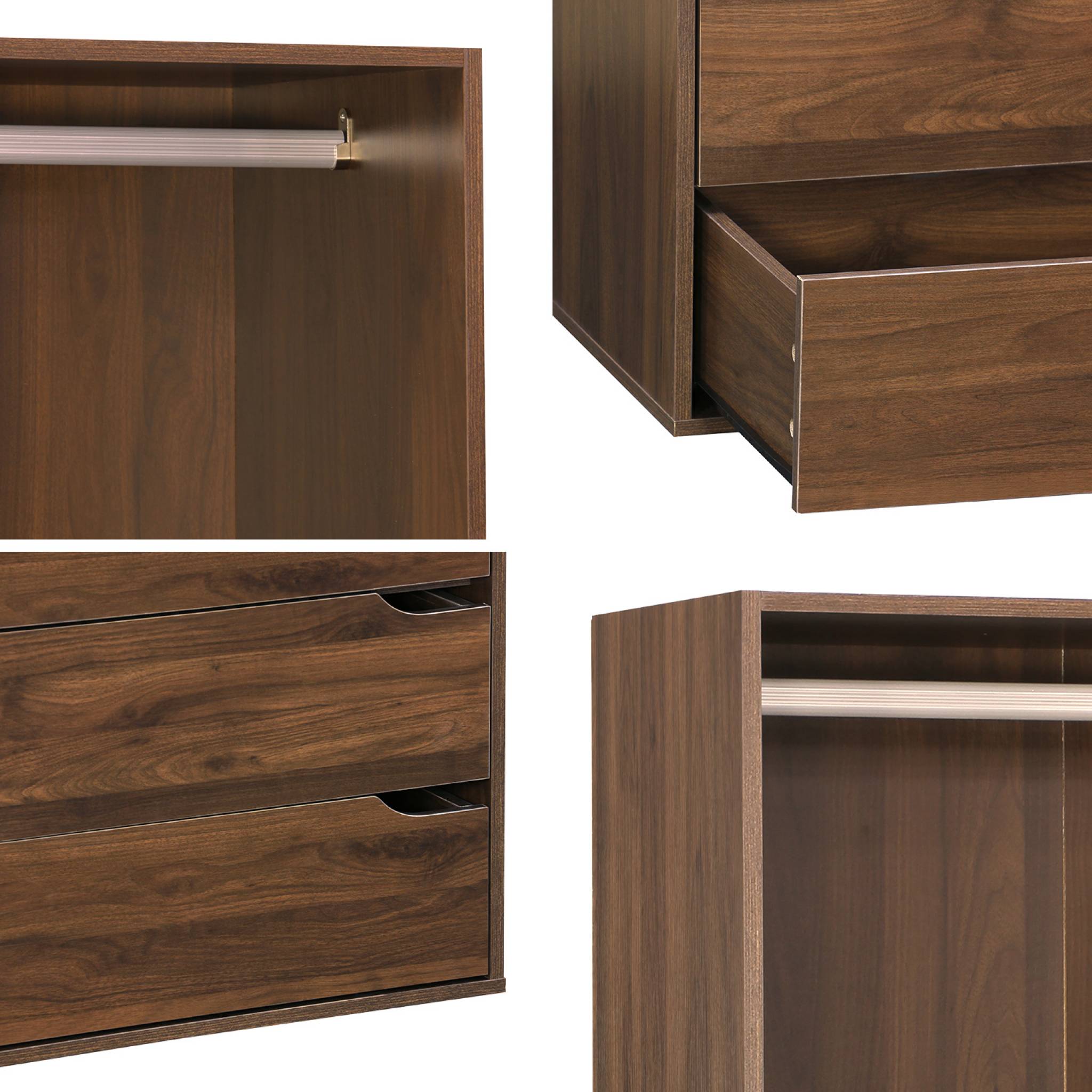 Module dressing décor bois 4 tiroirs 1 penderie NEPAL